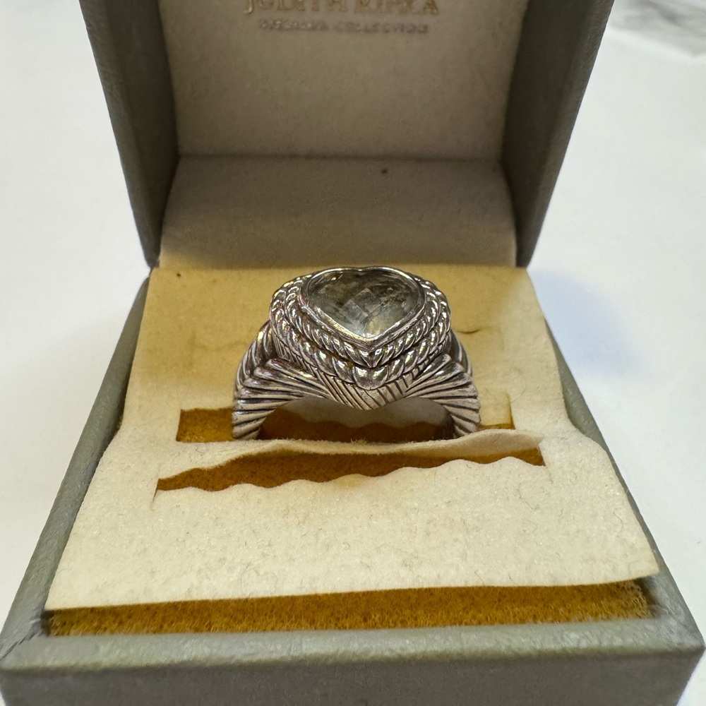 Judith Ripka Sterling Silver 925 Green Amethyst Prasiolite Heart Ring . - Picture 2 of 6